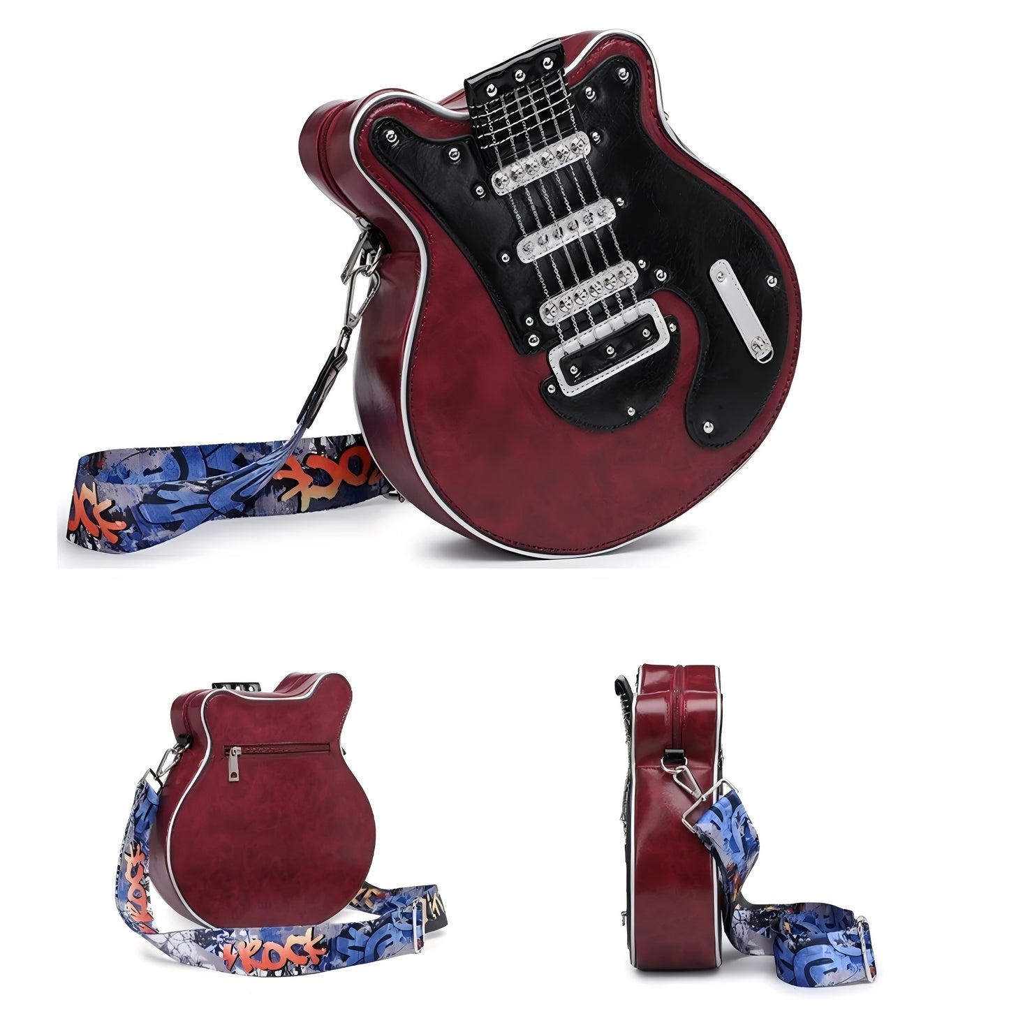 Premium Retro Guitar Crossbody Bag with Adjustable Strap