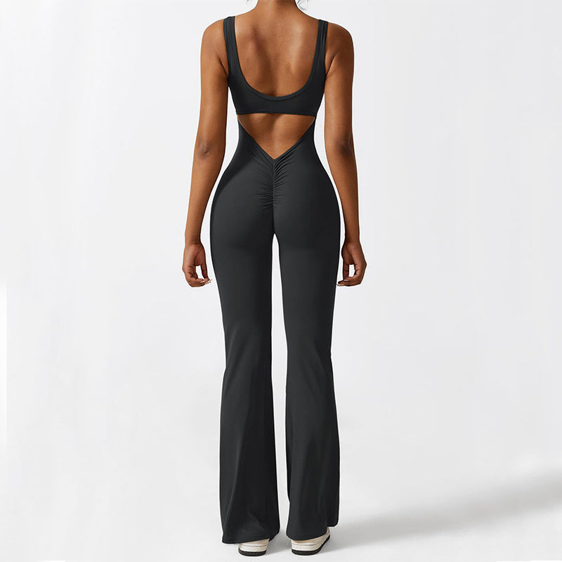 Infinity Beautiful Sleeveless Flare Jumpsuit – Yoga & Fitness One-Piece for Women - Infinity Beautiful Boutique