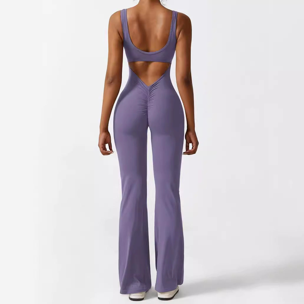 Infinity Beautiful Sleeveless Flare Jumpsuit – Yoga & Fitness One-Piece for Women - Infinity Beautiful Boutique