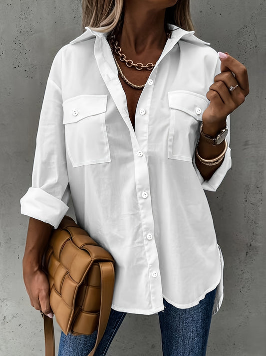 Infinity Beautiful Everyday Pocket Shirt – Casual Long Sleeve with Minimalist Style - Infinity Beautiful Boutique