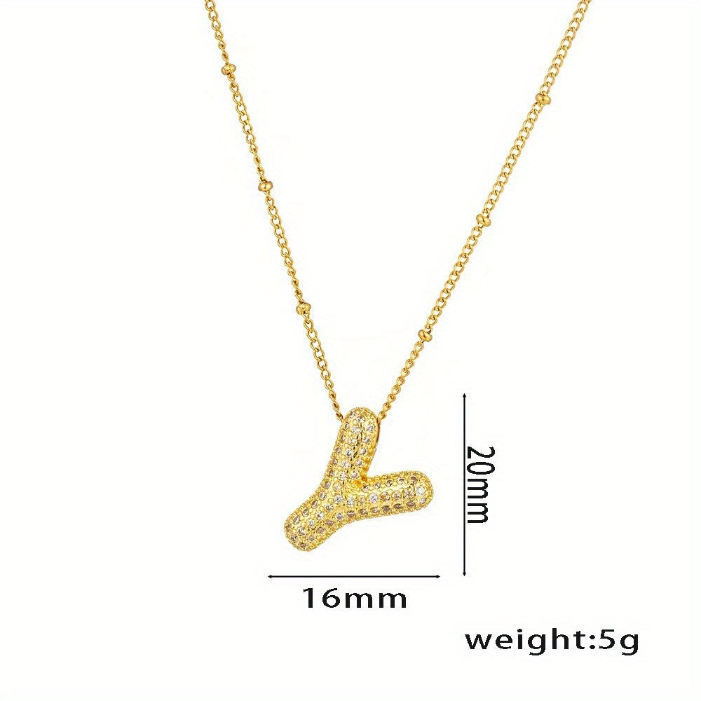 Elegant Balloon Initial Necklace (A–Z) – Bubble Letter Jewelry Gift for Women
