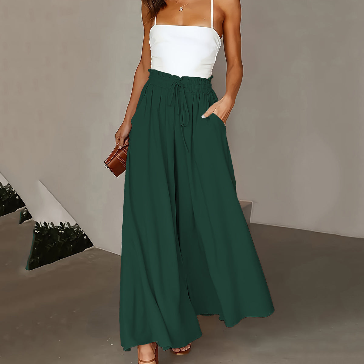 Infinity Beautiful Plus Wide-Leg Pants – Paperbag Waist with Tie Front & Pockets for Effortless Spring/Summer Style - Infinity Beautiful Boutique