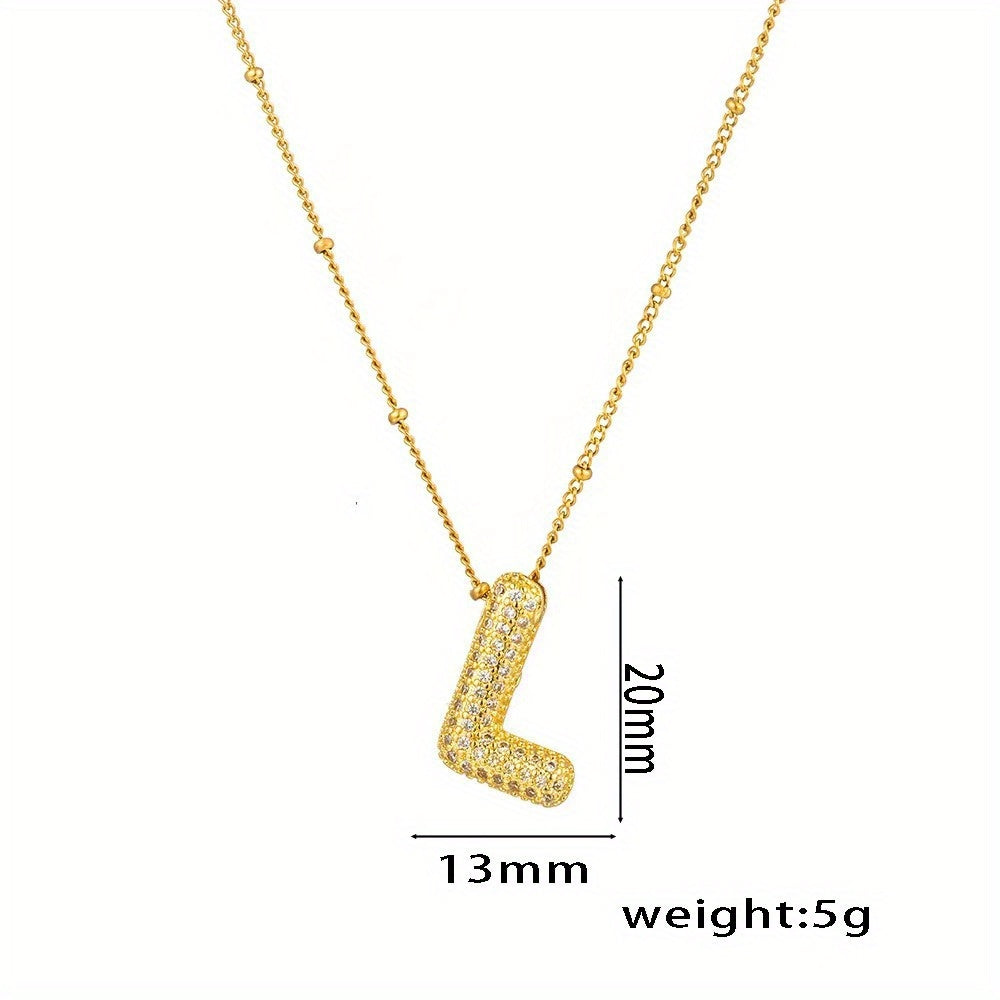 Bubble Letter Charm Necklace Alphabet