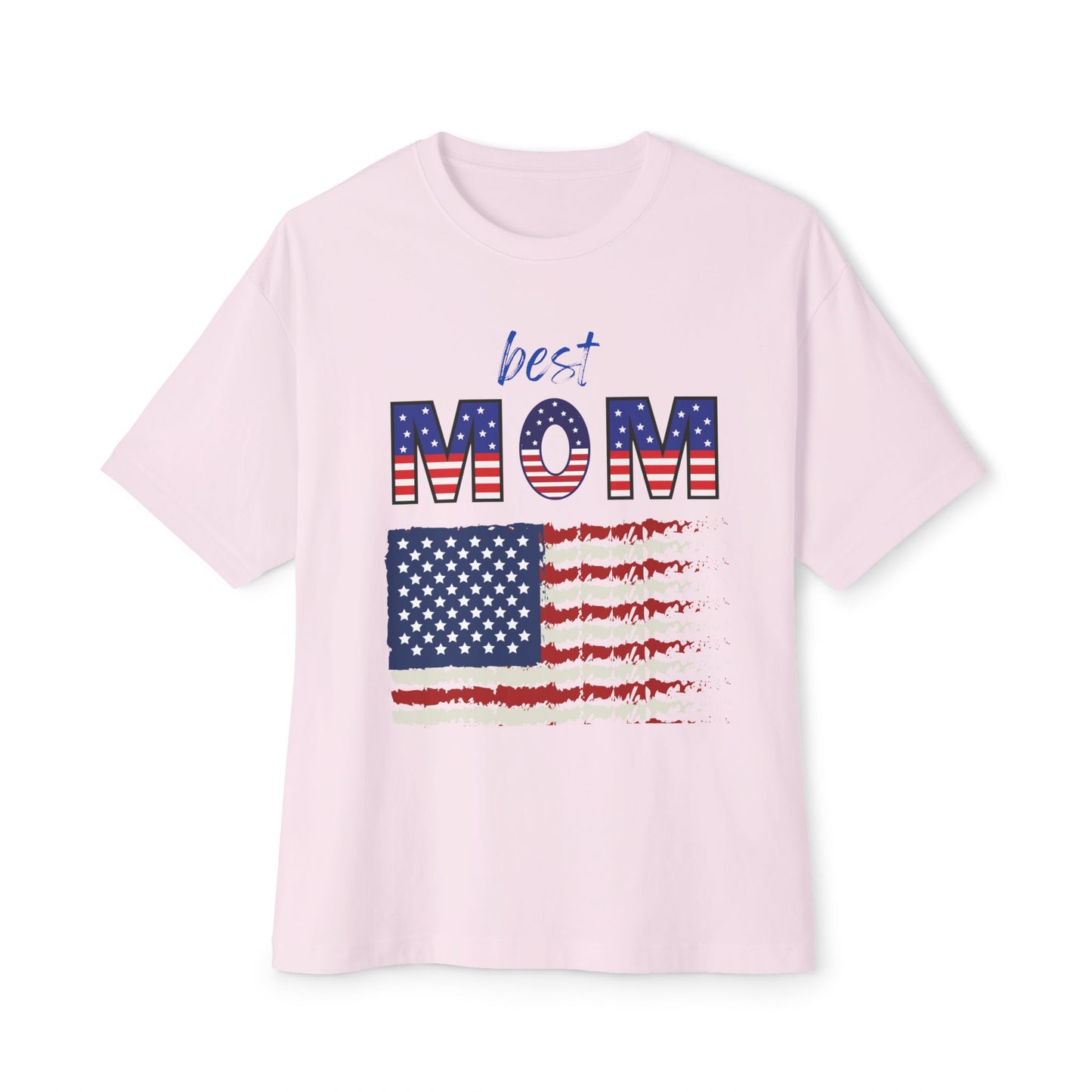 Best Mom American Flag Tee | Unisex Oversized Boxy T-Shirt | Patriotic Gift for Mom | Casual Summer Top