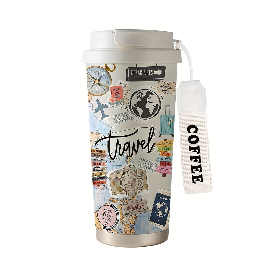 Travel Collage Sticker Style Stainless Steel Travel Tumbler