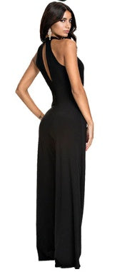 Infinity Beautiful Stitched Black Jumpsuit – Flared Pants, High Neck & Sling Detail - Infinity Beautiful Boutique