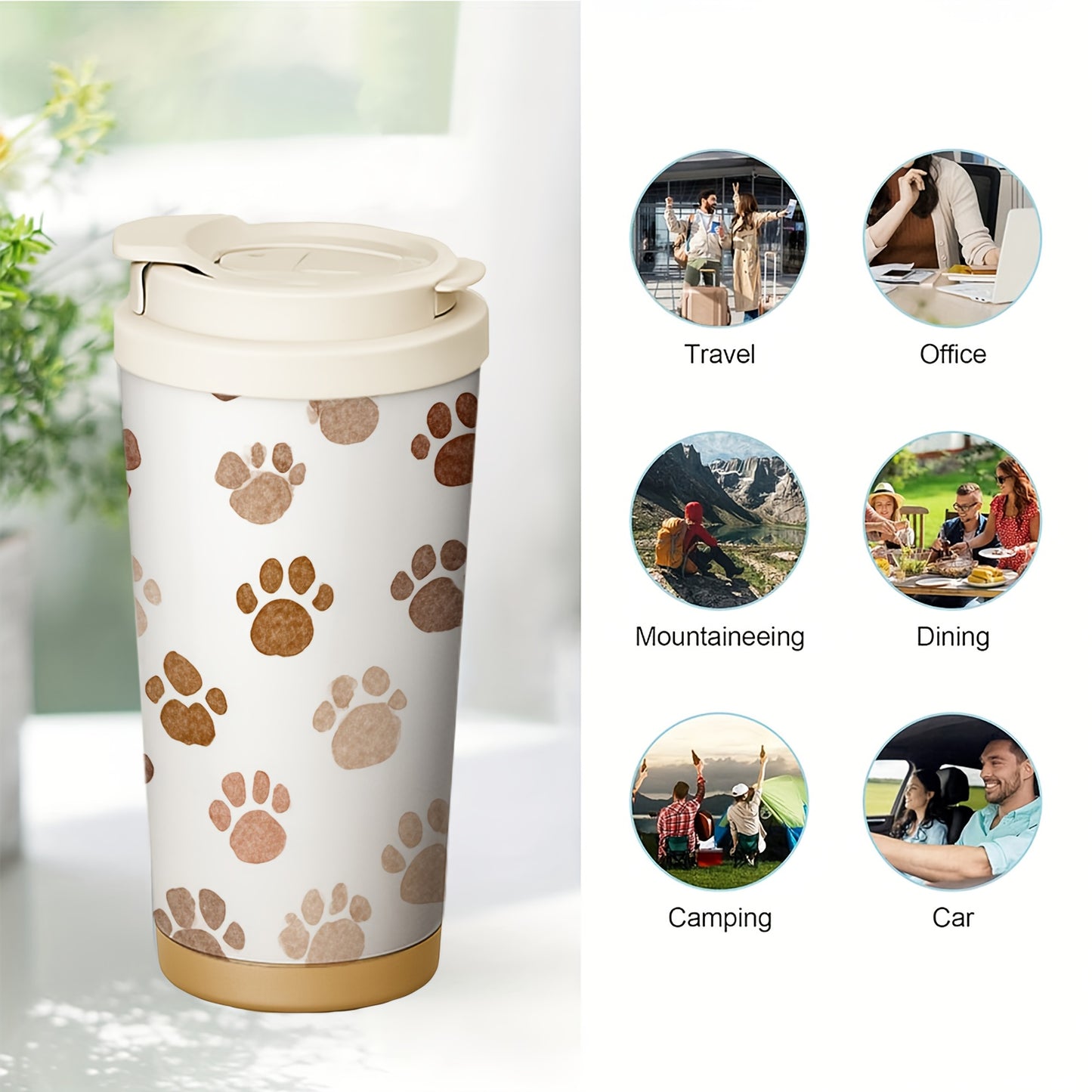 Dog Paw Prints 18oz Stainless Steel Travel Tumbler