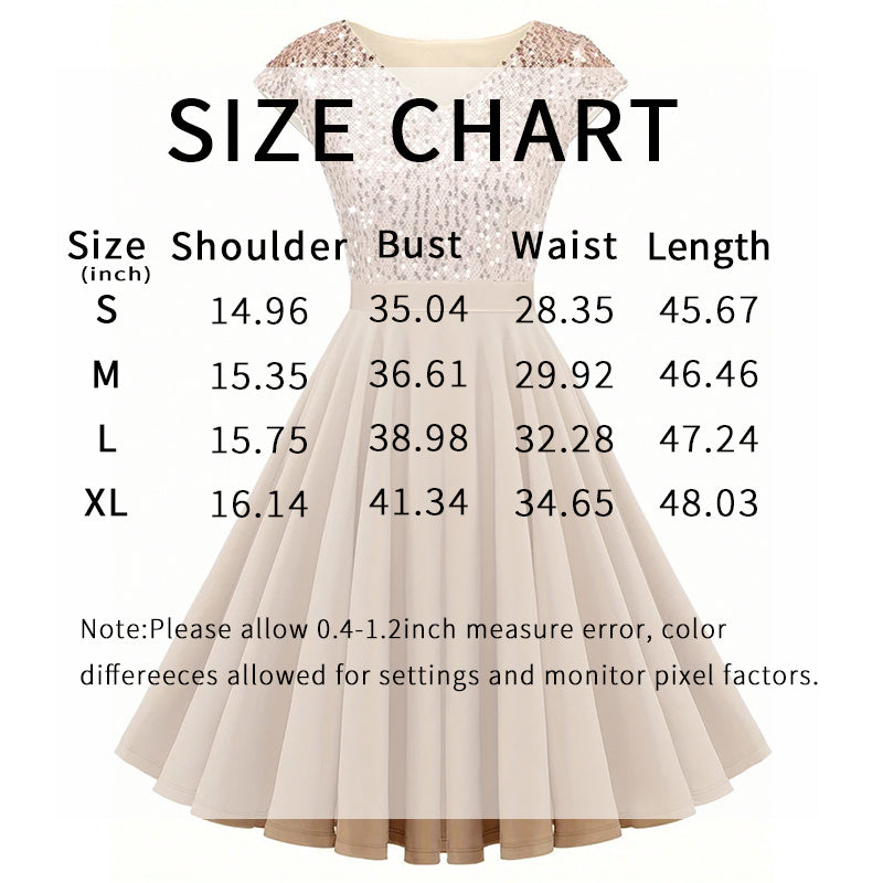Infinity Beautiful Sparkle Night Dress – V-Neck Sequin Style with Cap Sleeves and Pleated Skirt