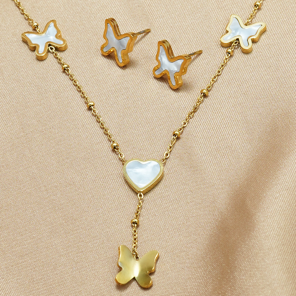 Infinity Beautiful 18K Gold Plated Butterfly & Heart Jewelry Set - Infinity Beautiful Boutique