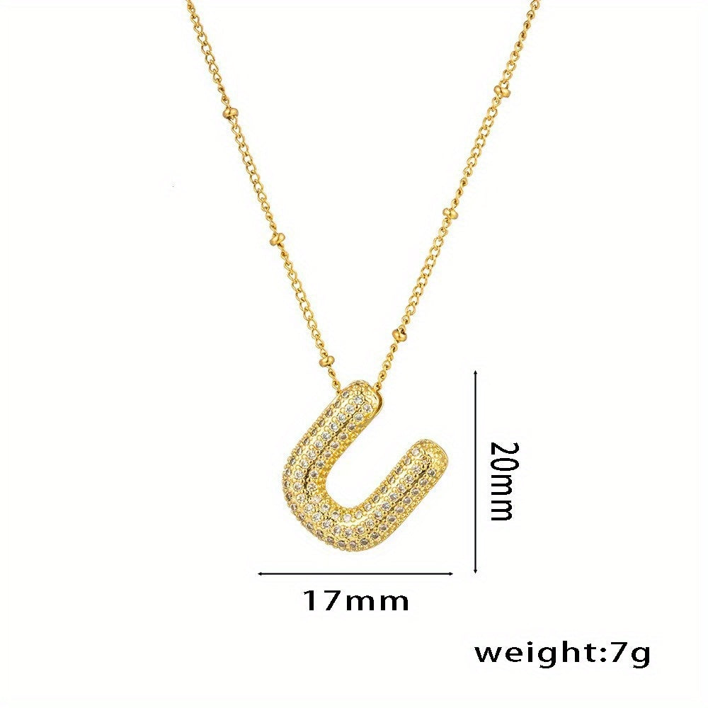 Bubble Letter Charm Necklace Alphabet