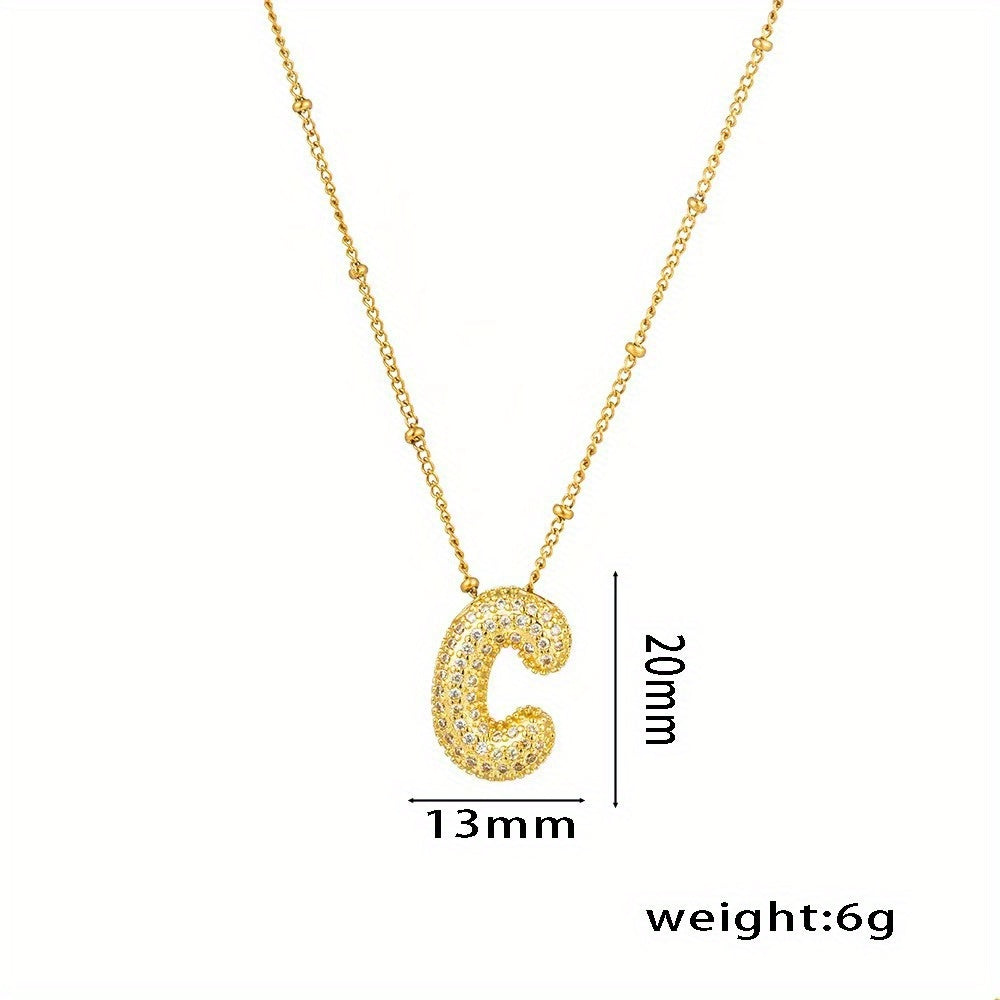 Elegant Balloon Initial Necklace (A–Z) – Bubble Letter Jewelry Gift for Women