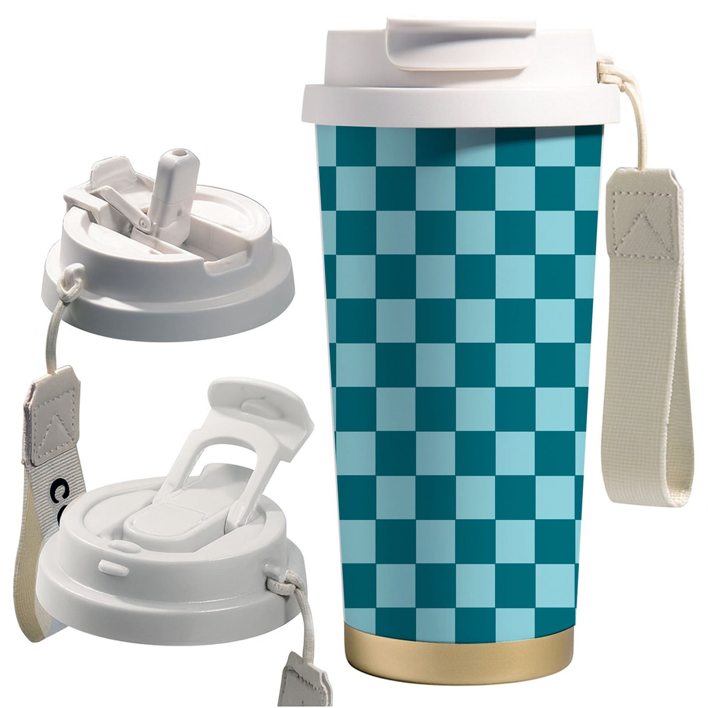 Classic Checkered Design Stainless Steel Travel Tumbler