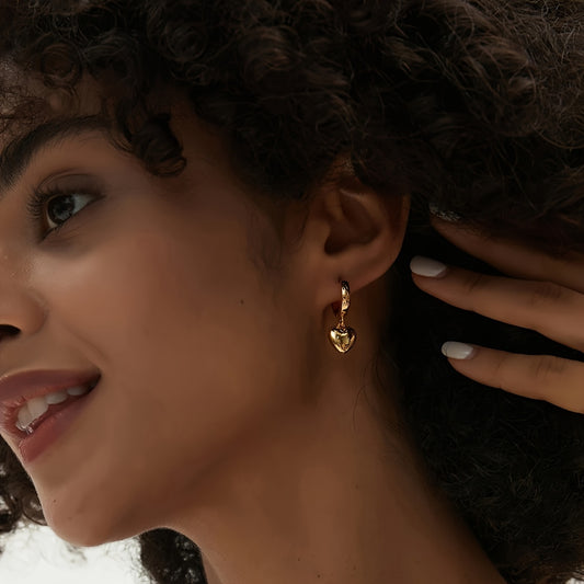 Heart-Shaped Stainless Steel Earrings