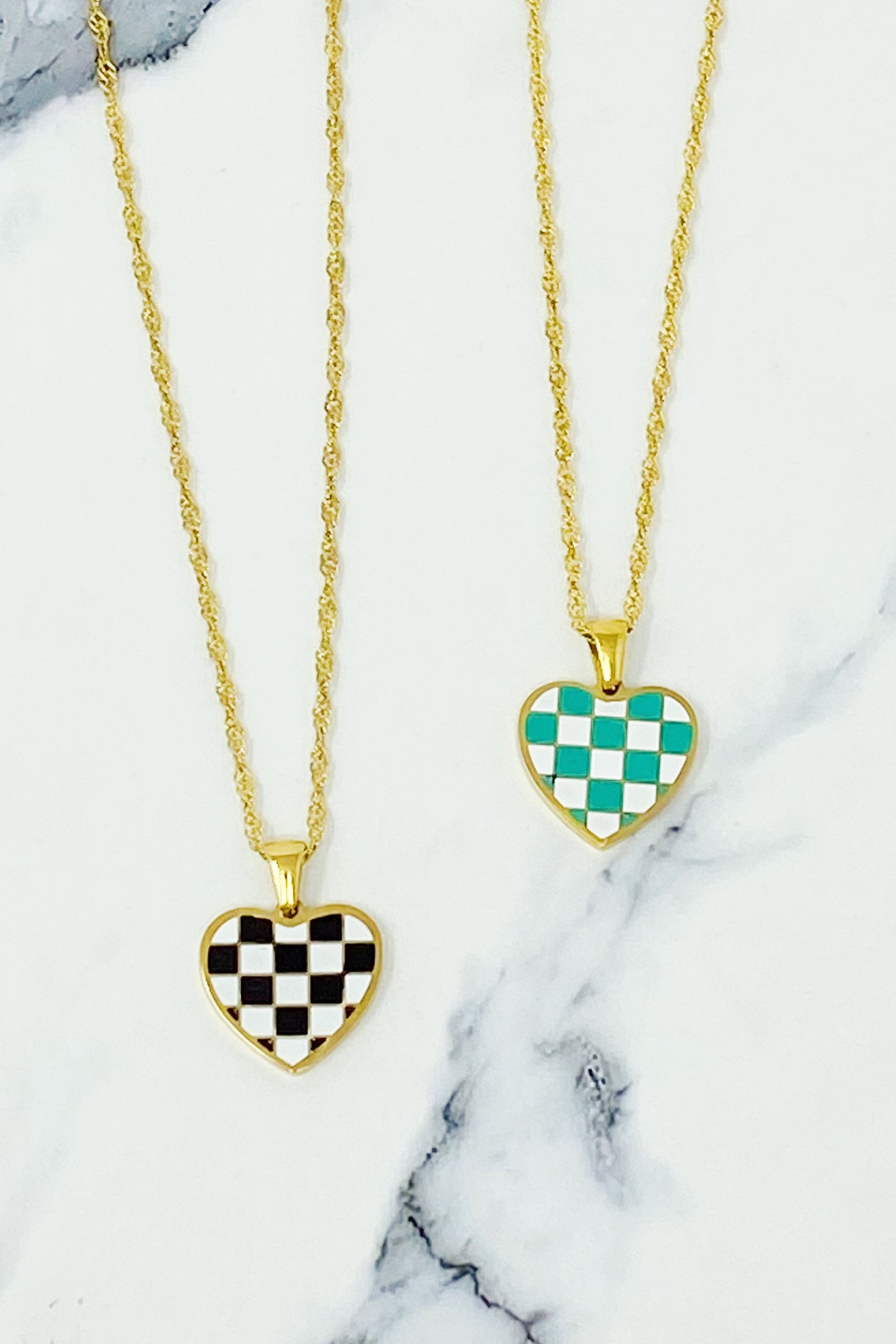Infinity Beautiful Statement Checkered Heart Necklace - Infinity Beautiful Boutique