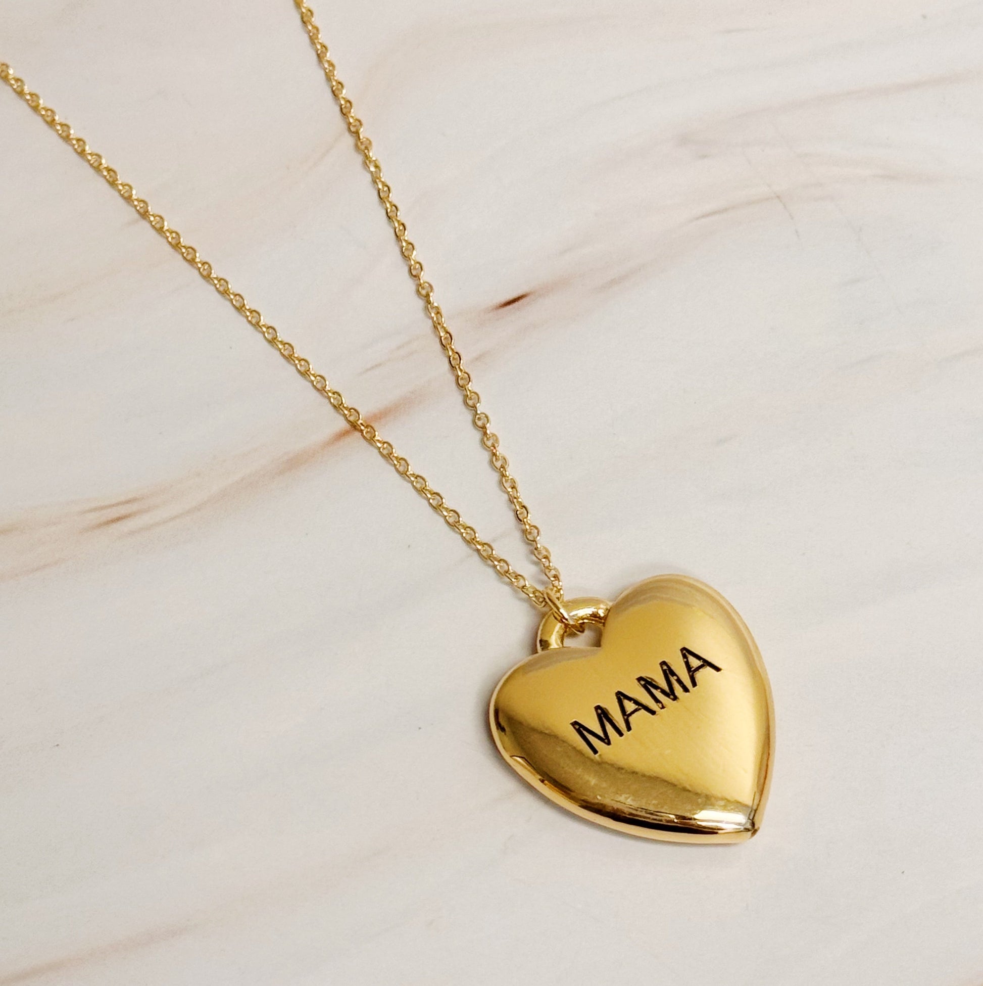 Mama Engraved Heart Pendant Necklace - Infinity Beautiful Boutique