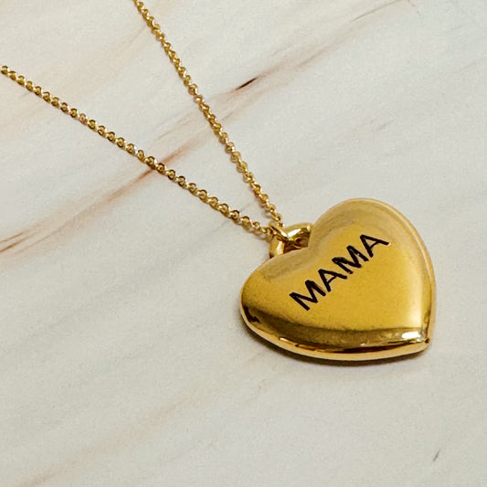 Mama Engraved Heart Pendant Necklace - Infinity Beautiful Boutique