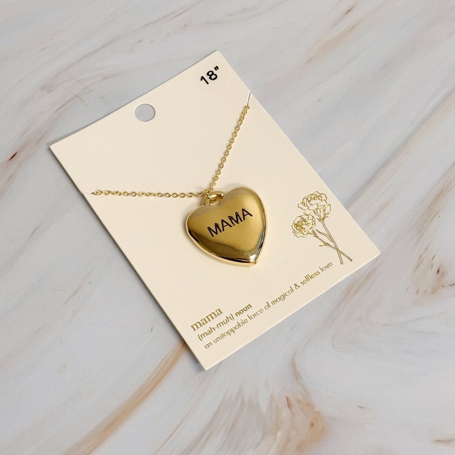 Mama Engraved Heart Pendant Necklace - Infinity Beautiful Boutique