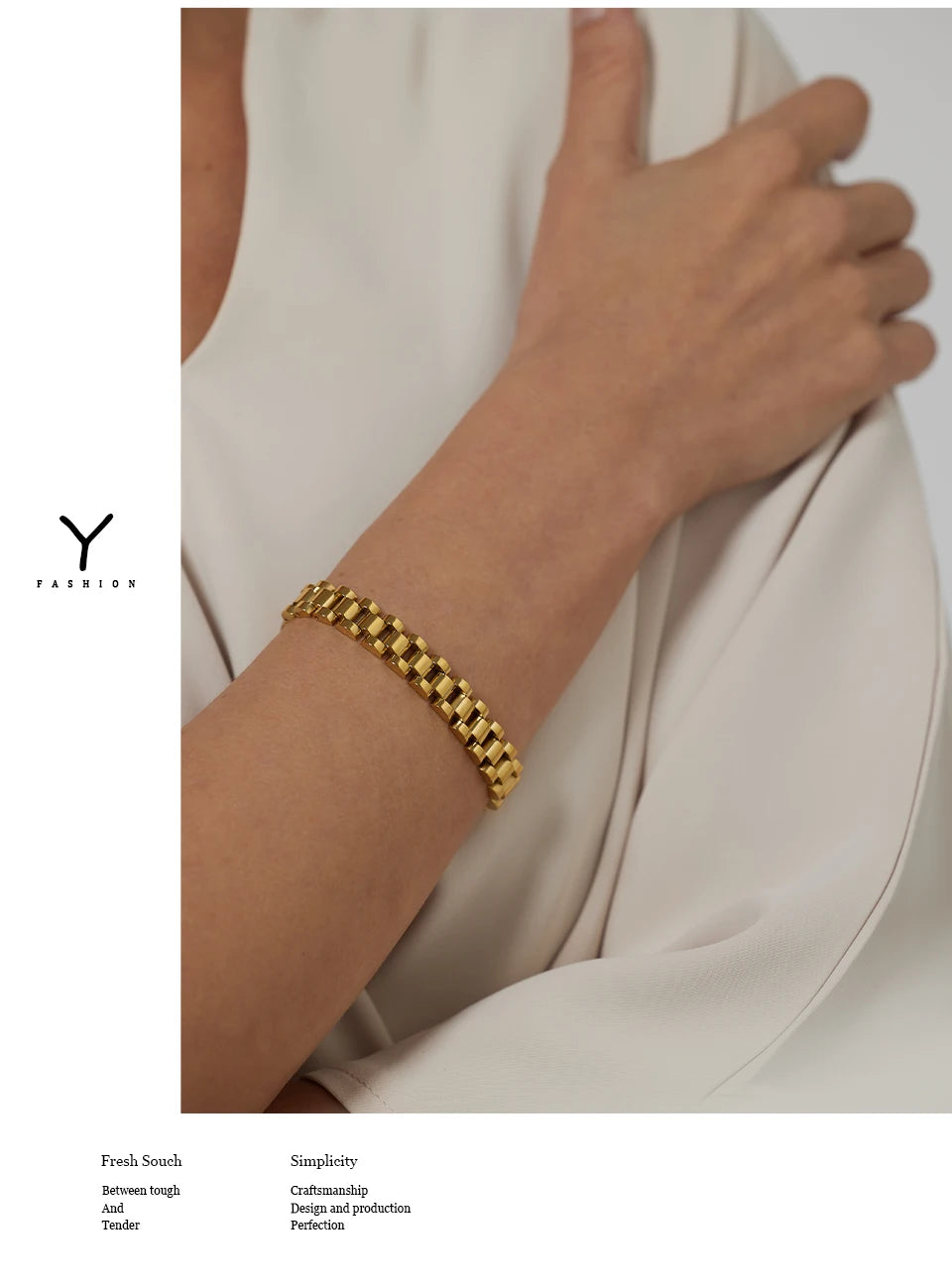 Vintage Gold Plated Stainless Steel Chain Bracelet Waterproof