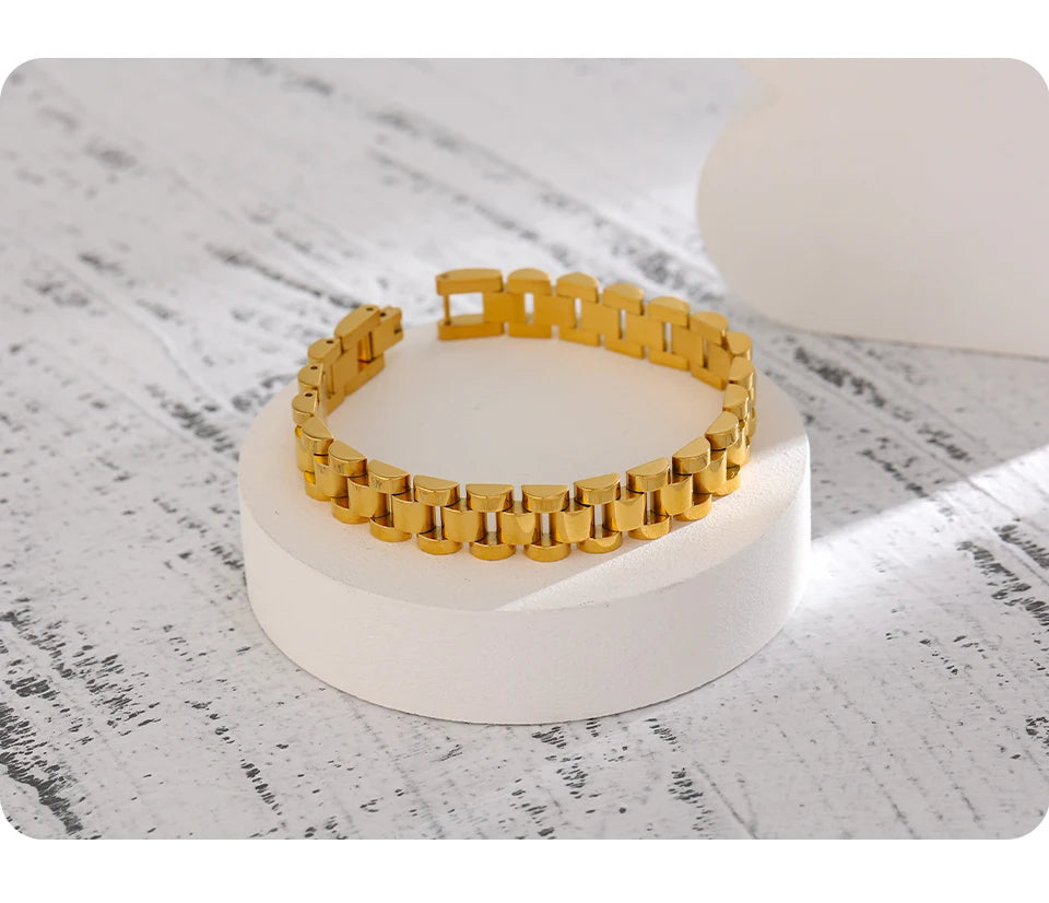 Vintage Gold Plated Stainless Steel Chain Bracelet Waterproof