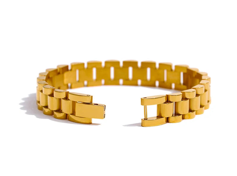 Vintage Gold Plated Stainless Steel Chain Bracelet Waterproof