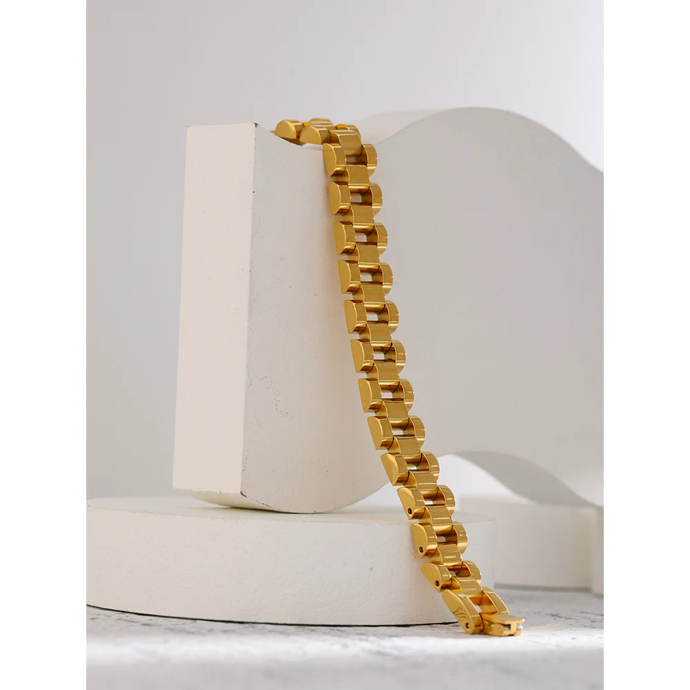 Vintage Gold Plated Stainless Steel Chain Bracelet Waterproof