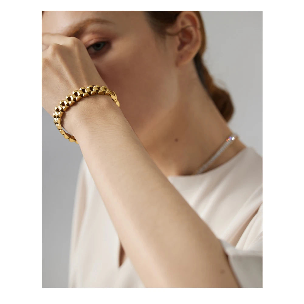 Vintage Gold Plated Stainless Steel Chain Bracelet Waterproof