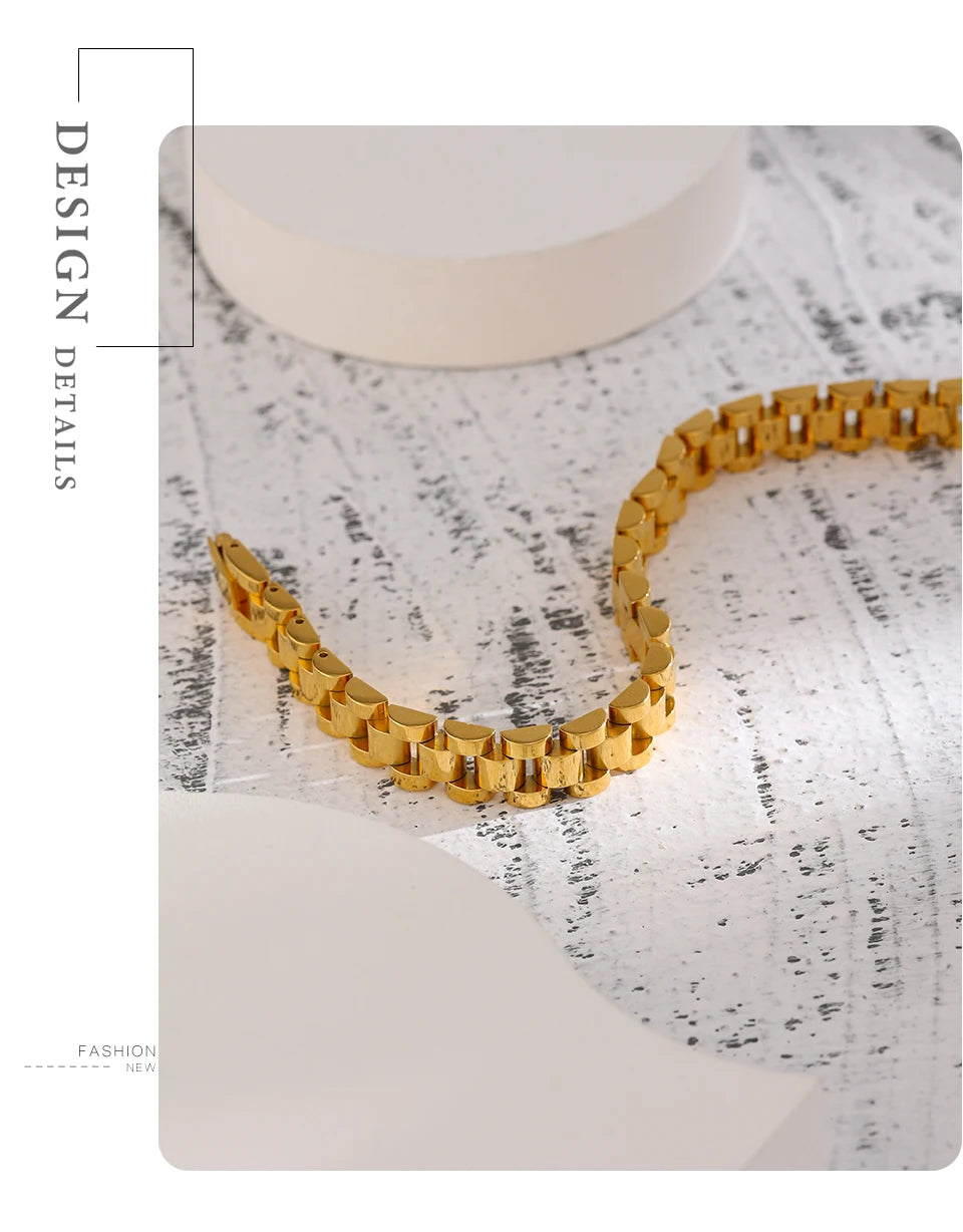 Vintage Gold Plated Stainless Steel Chain Bracelet Waterproof