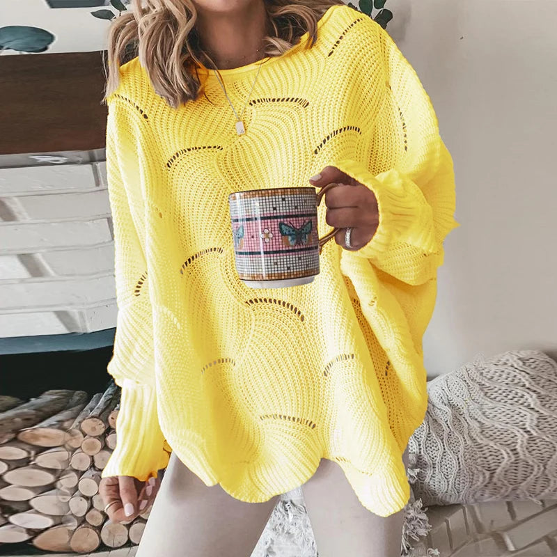 Elegant Hollow Loose Knit Sweater