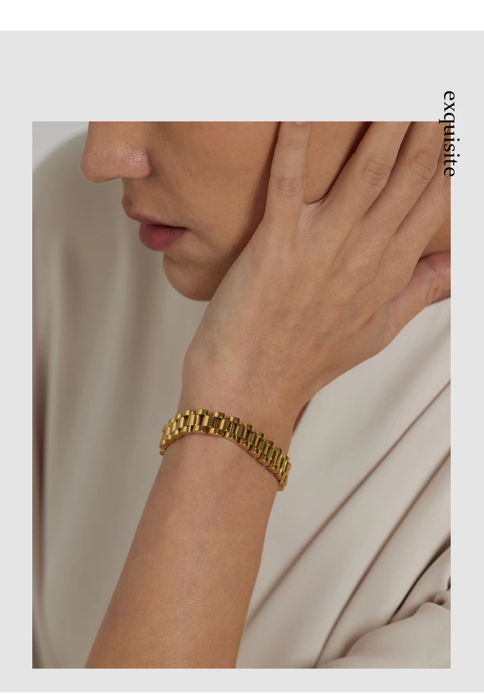 Vintage Gold Plated Stainless Steel Chain Bracelet Waterproof