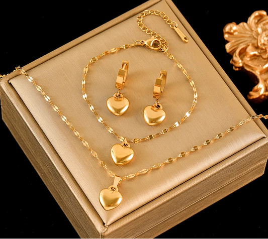 Heart Love 18K Gold Plated Stainless Steel