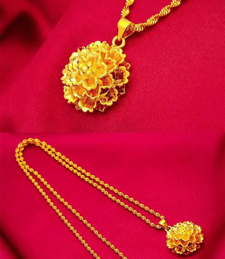 24K Gold Flower Pendant
