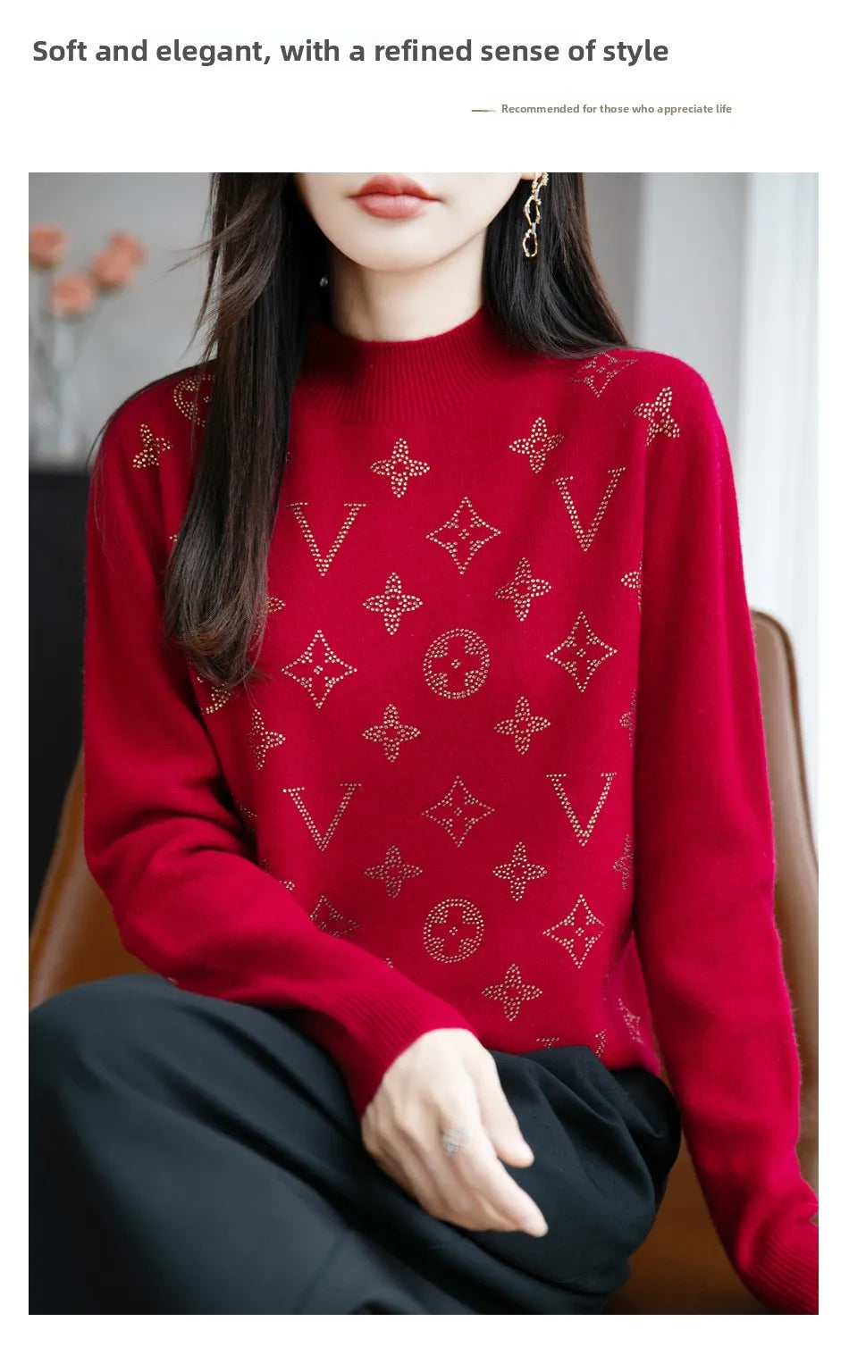 Women’s Fine Knit Half Turtleneck Sweater – Elegant Casual Style