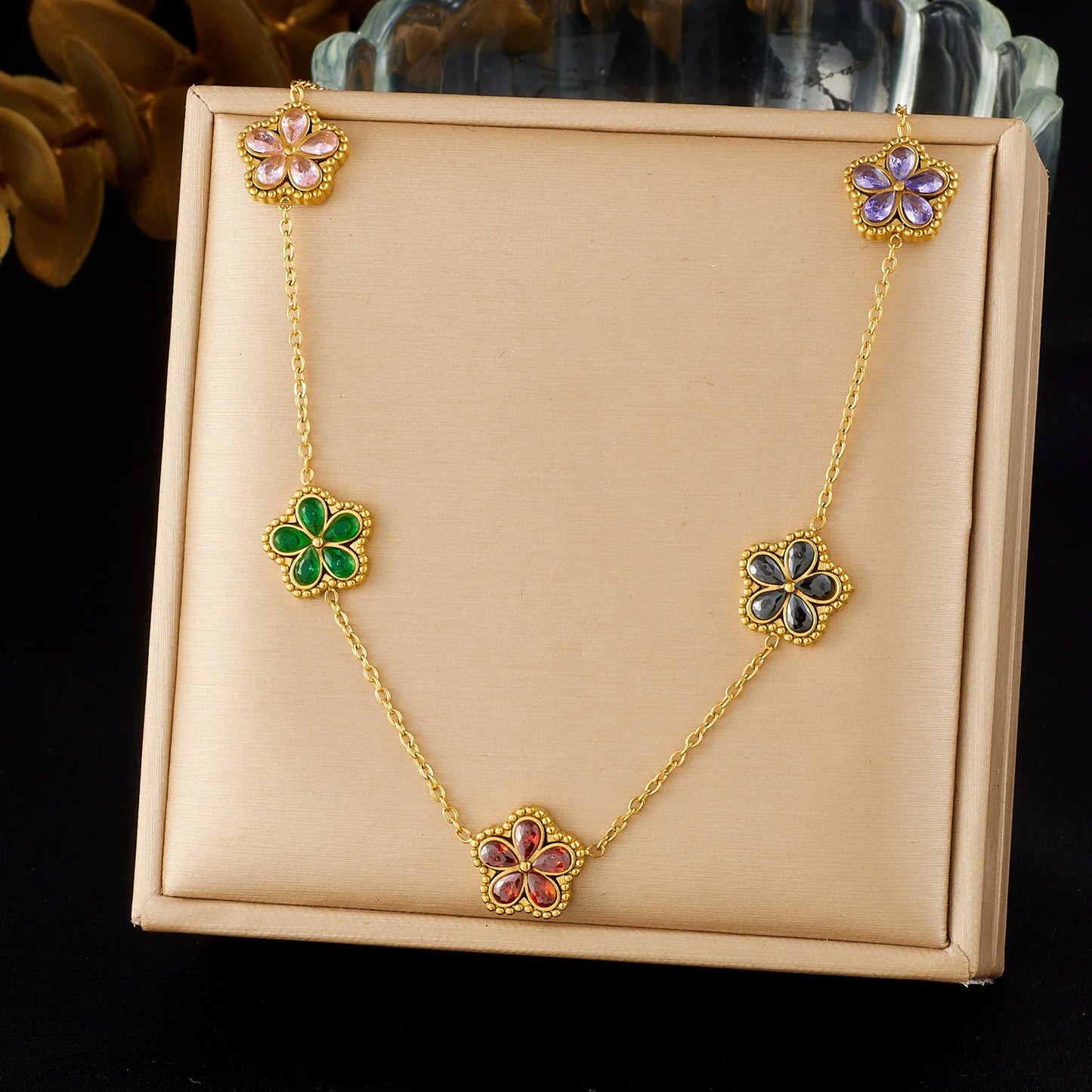 14K Gold Plated Flower Style Stainless Steel