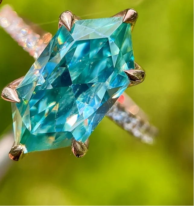 14K Gold Plated Blue Green Marquise Vintage Ring