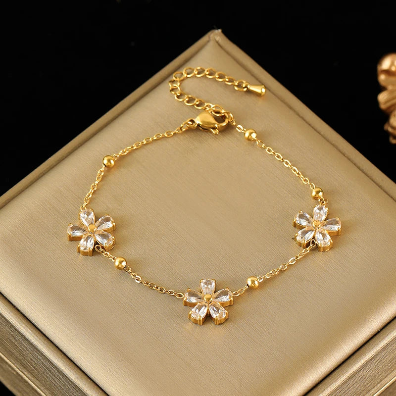 Flower Stainless Steel Vintage Jewelry Set