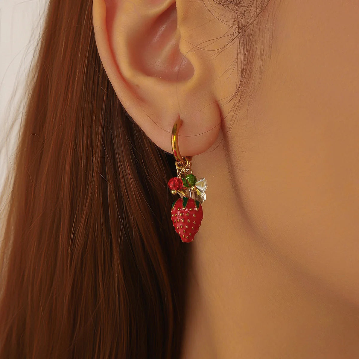Strawberry Earrings Stainless Steel