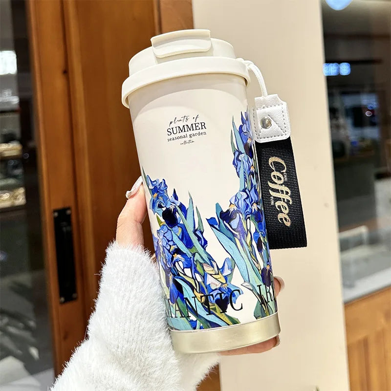 Flower Print Stainless Steel Insulated Travel Mug