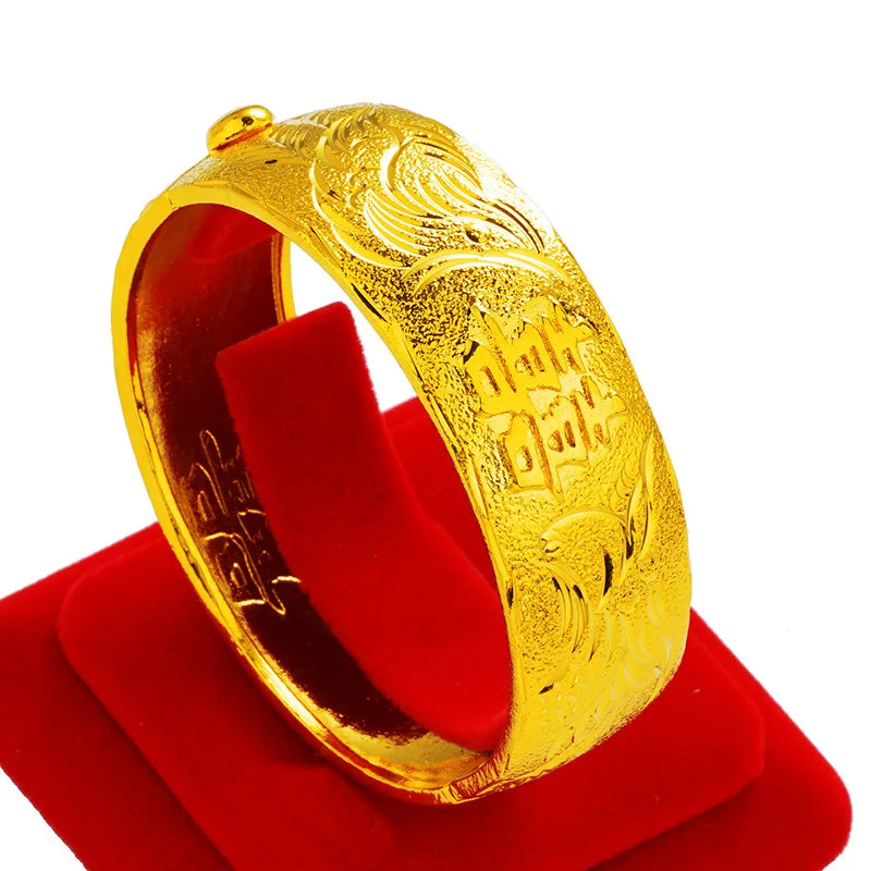 24K Gold Dragon Phoenix Wedding Bracelet