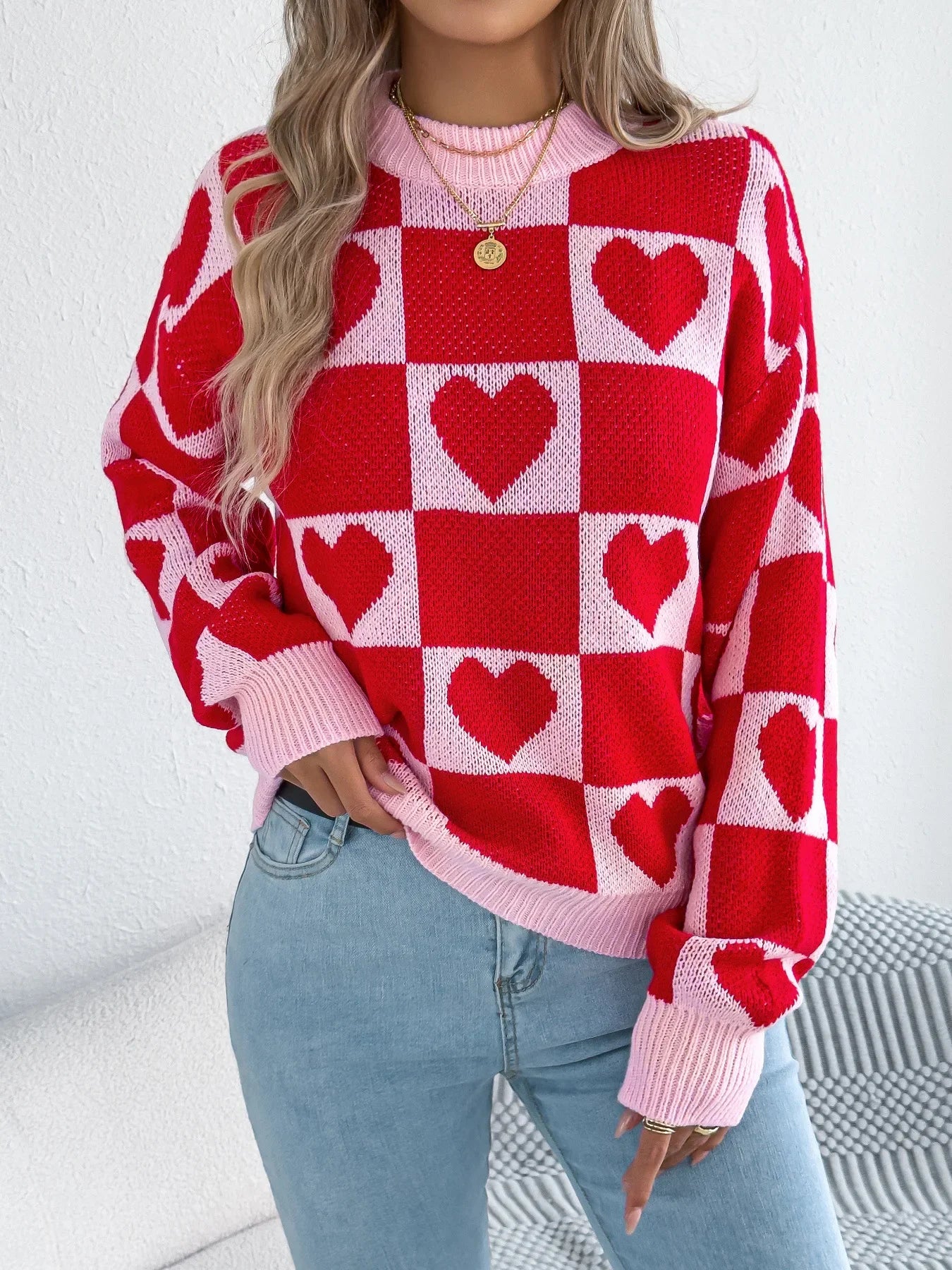 Valentine’s Day Heart Lantern Sleeve Sweater