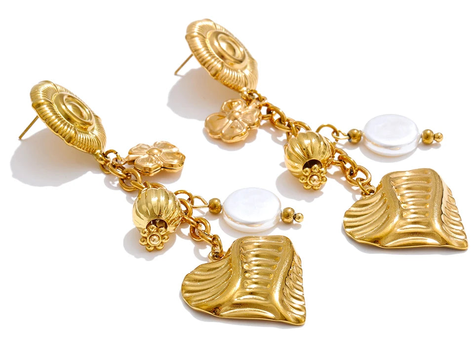 Gold Plated Heart Drop Stainless Steel