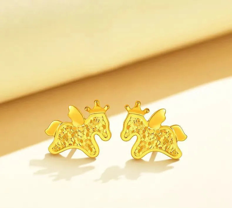 24K Gold Horse Brings Wealth Earrings