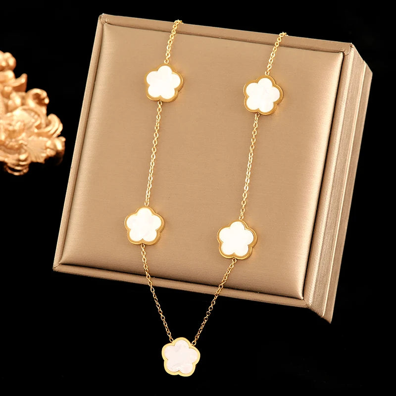 18K Gold Plated Clover Jewelry Set – Necklace, Bracelet & Earrings