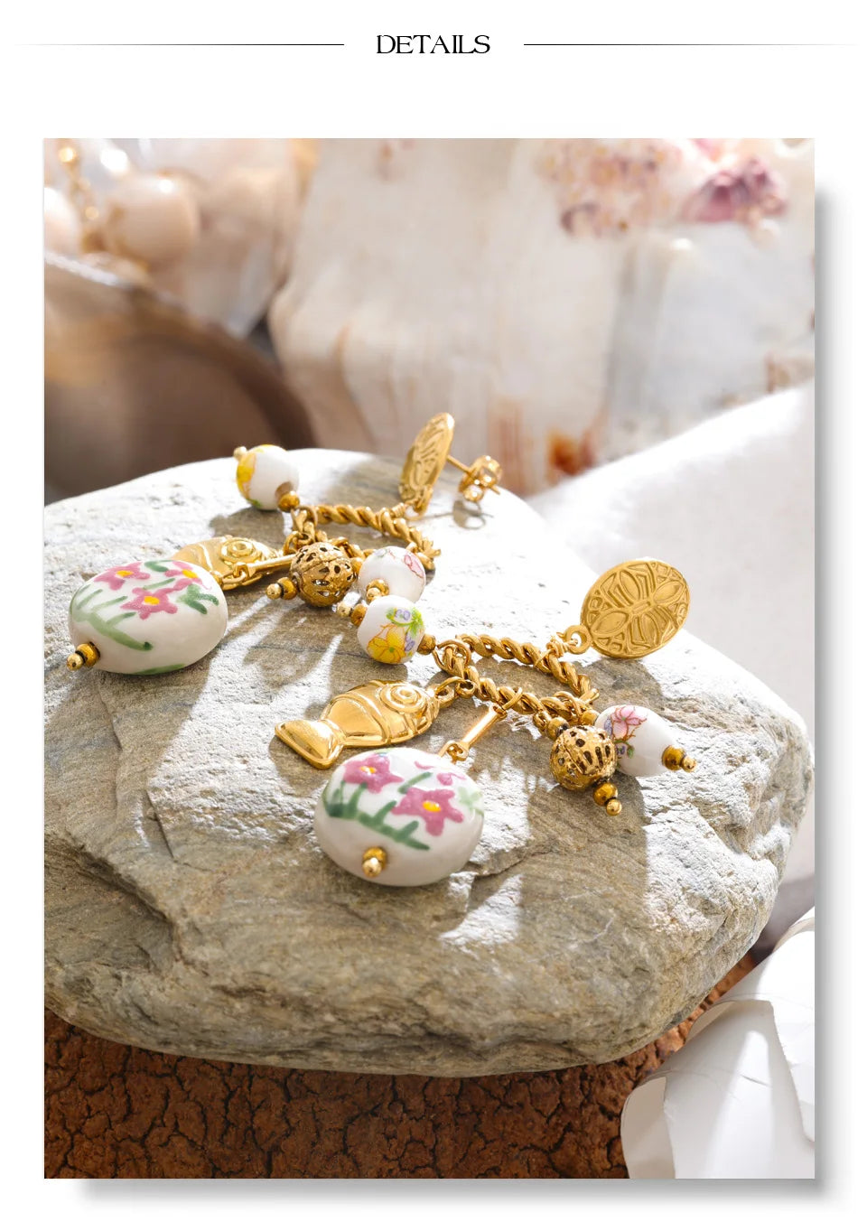 Gold Plated Flower Drop Stainless Steel
