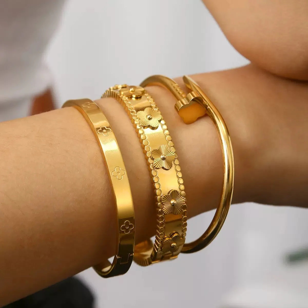 Gold-Plated Stainless Steel Vintage Bracelet