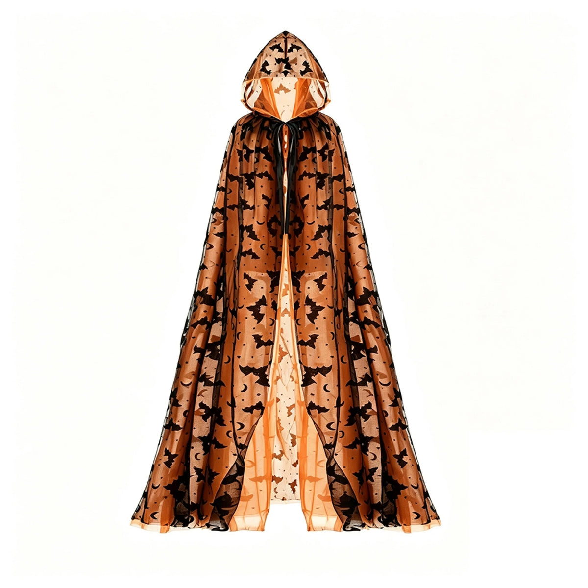 Bat Print Hooded Halloween Cape