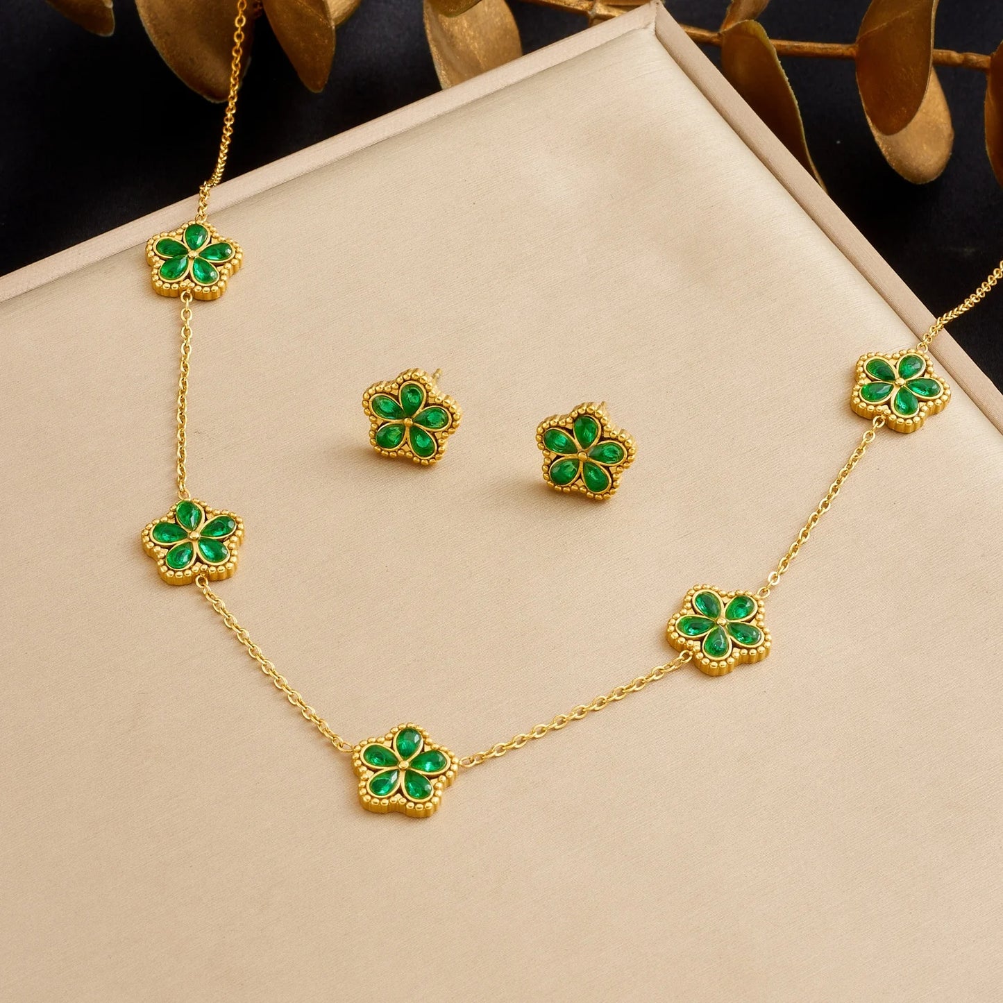 14K Gold Plated Flower Style Stainless Steel