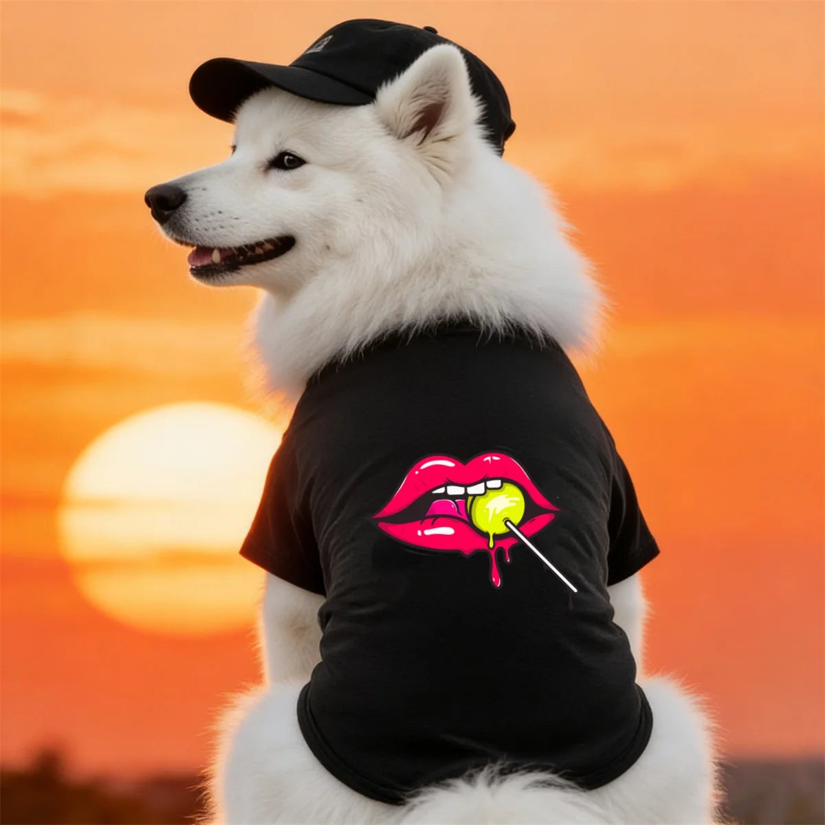 Lollipop & Lip Print Dog T-Shirt