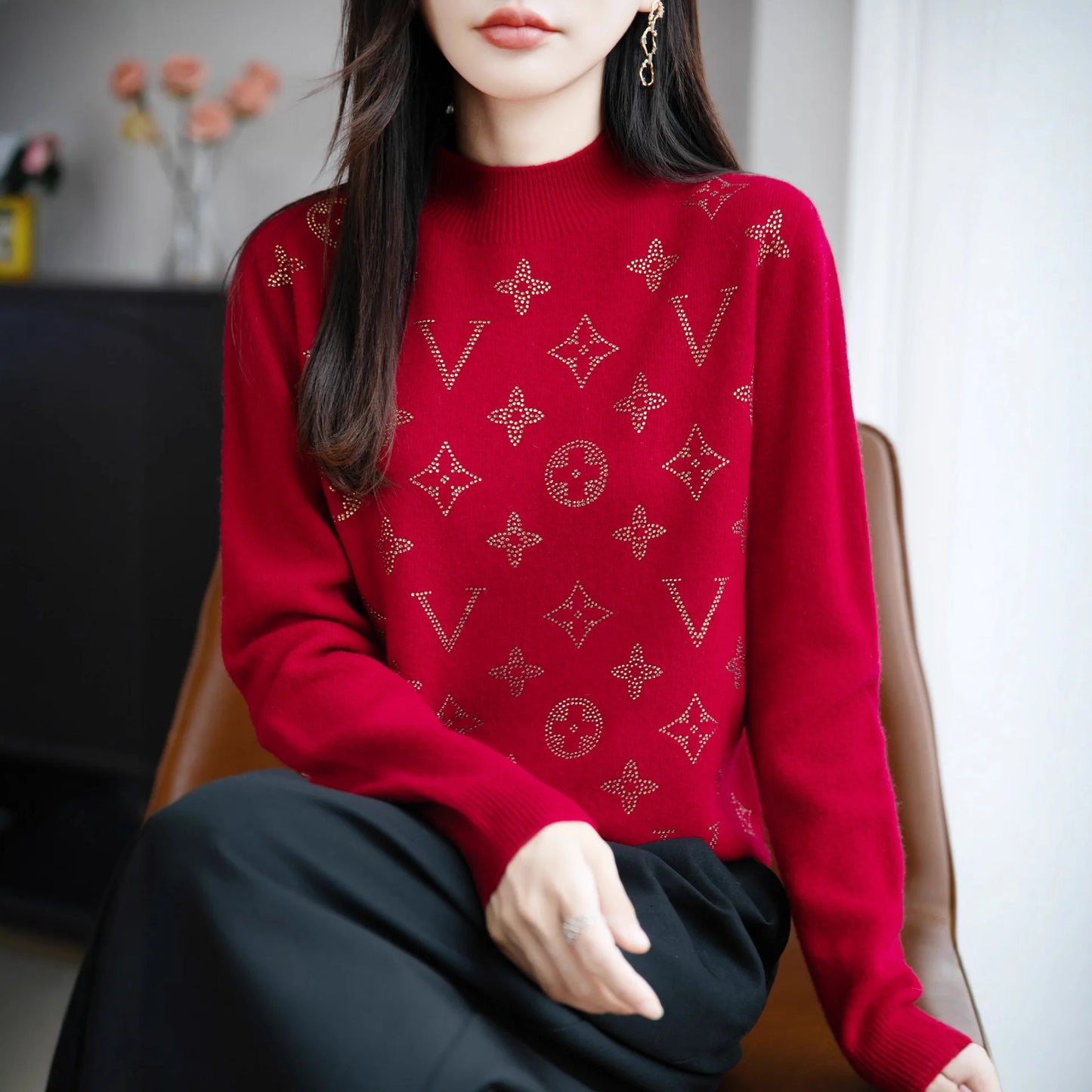 Women’s Fine Knit Half Turtleneck Sweater – Elegant Casual Style