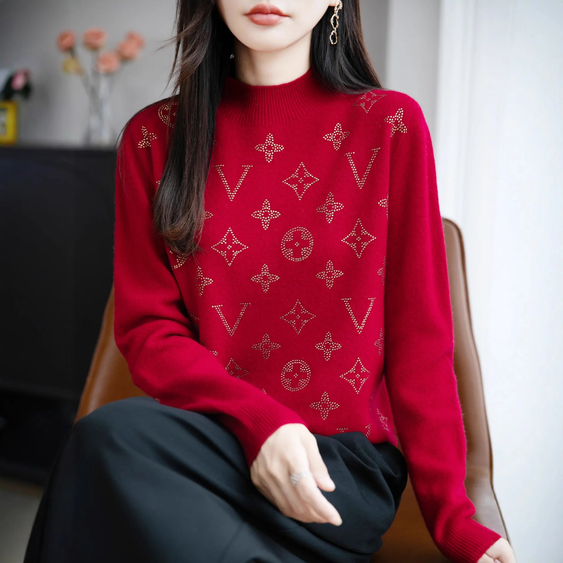 Women’s Fine Knit Half Turtleneck Sweater – Elegant Casual Style