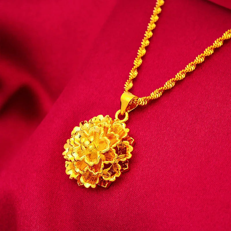 24K Gold Flower Pendant